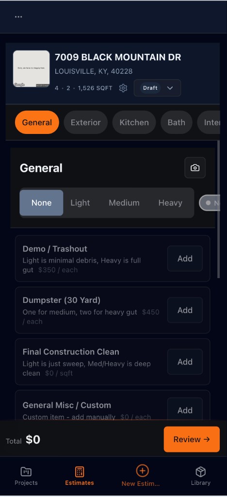 forVEX Build screenshot showing describe the rehab